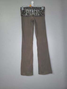 Y2K Victoria's Secret PINK Vtg '11 Foldover Yoga Pants Flare Leopard Sparkles XS